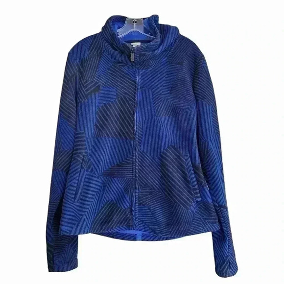 Bench Women’s L Fleece Hoodie Full Zip Black Blue Striped Activewear Athleisure - Picture 4 of 14